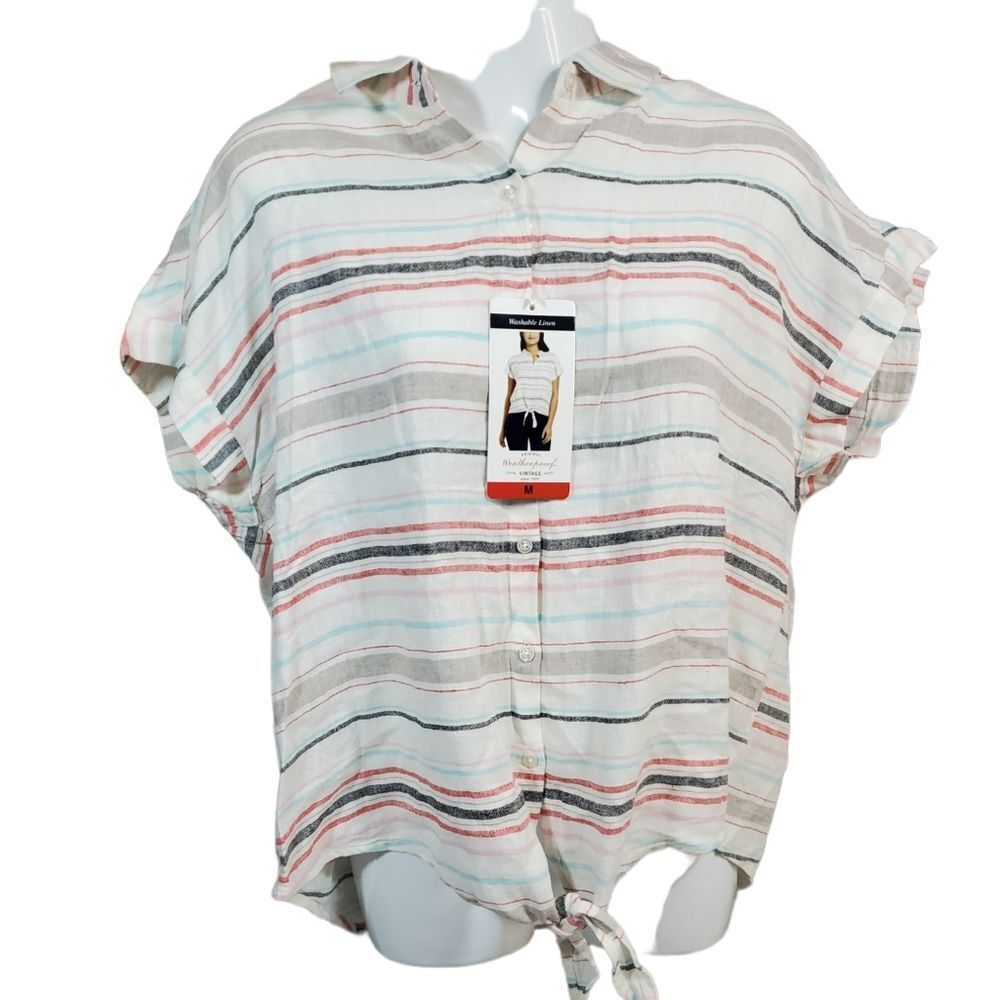 NEW Weatherproof Vintage washable linen button down M